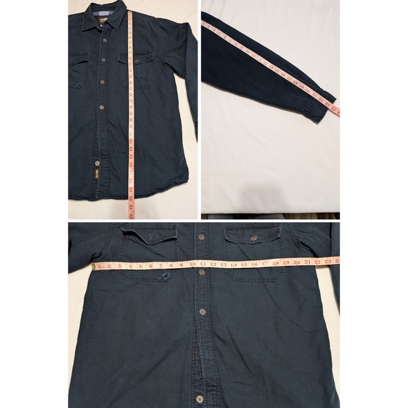 Levi Strauss & Co Heavy Weight Lined Flannel Button Shirt Navy Blue Mens Size L - Picture 6 of 7